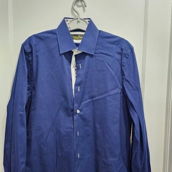 Banana Lemon Long Sleeve Buttoned Dress Shirt - Blue - Medium - Picture 1 of 11